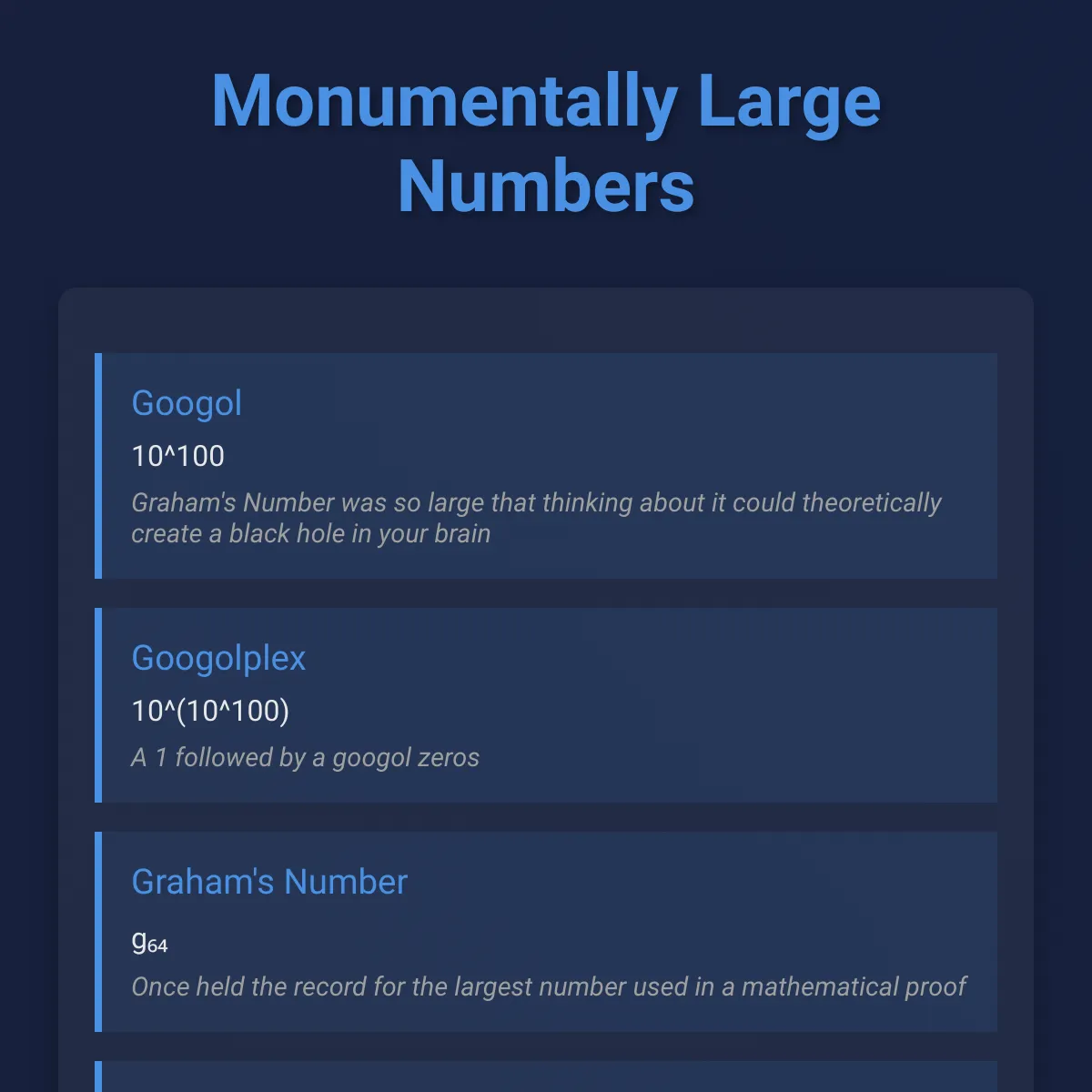 Monumentally Large Numbers