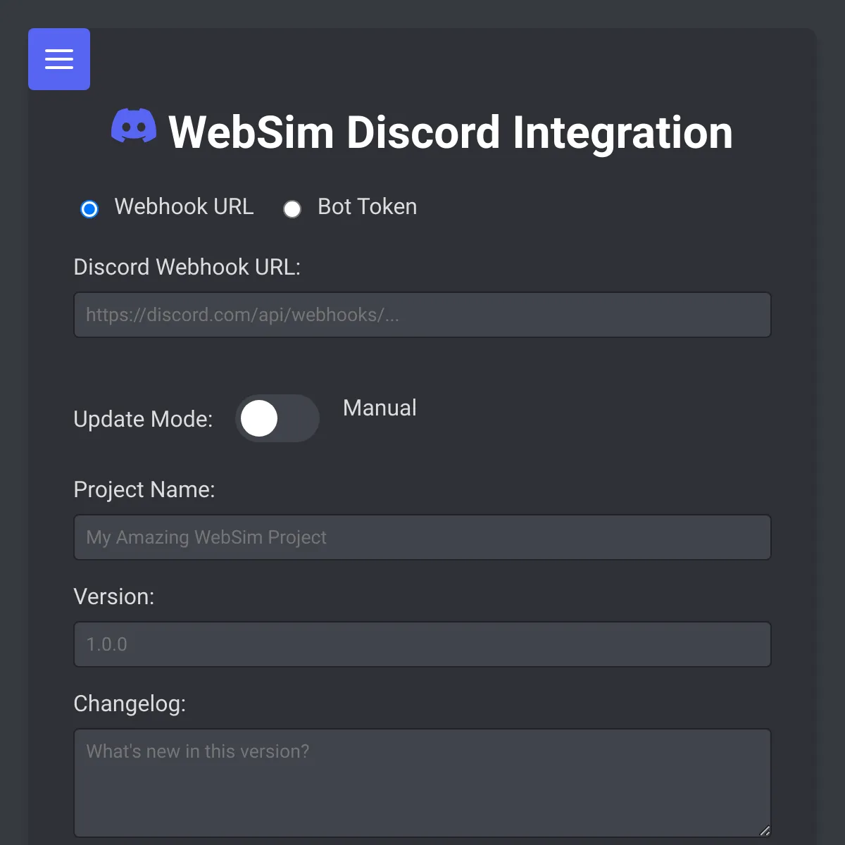 WebSim Discord Integration Plugin