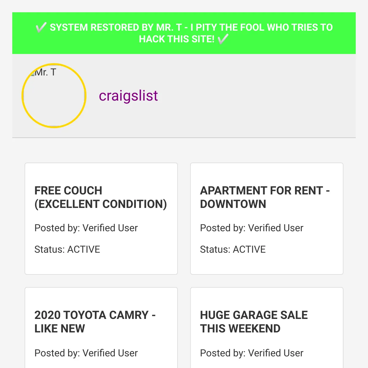 craigslist restored by Mr. T styl