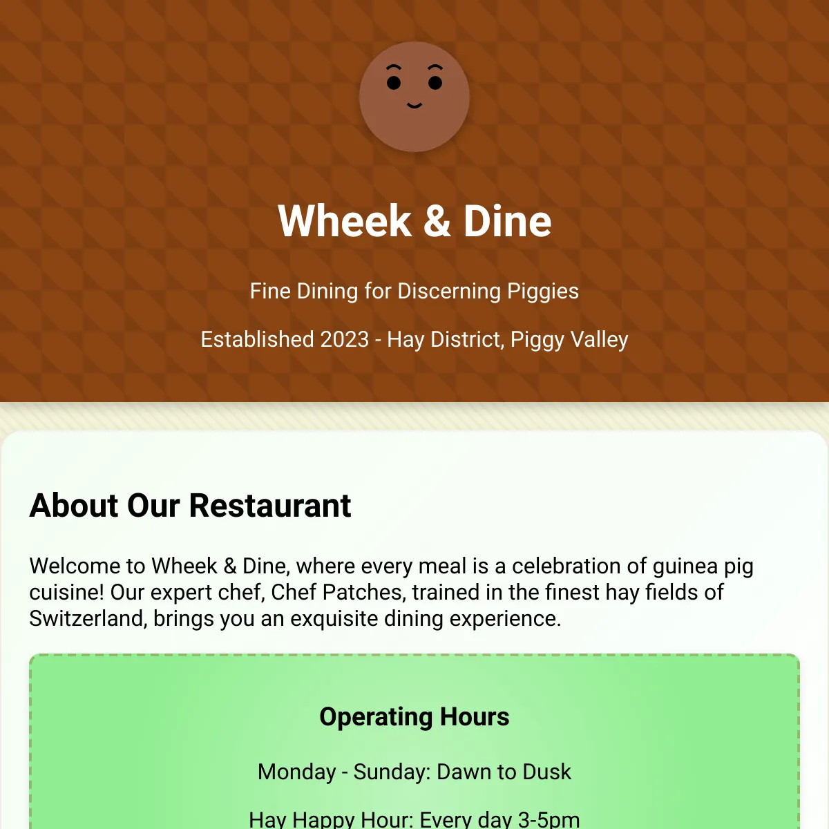Wheek & Dine - Guinea Pig Fine Dining - Guinea Pig Mosaic Dining Ideas