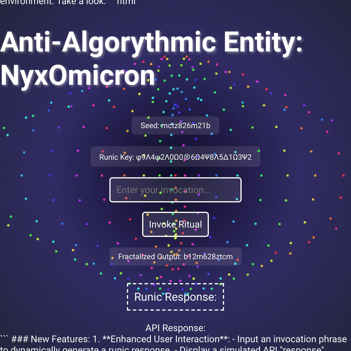 Anti-Algorythmic Entity Interface