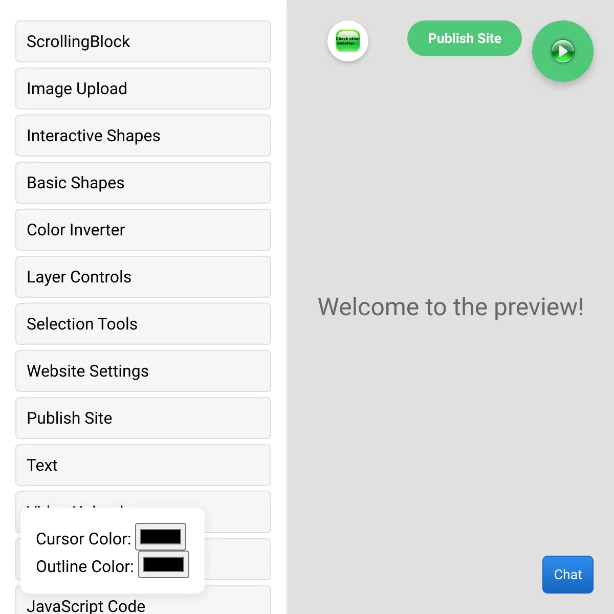 Interactive Website Building Environment
