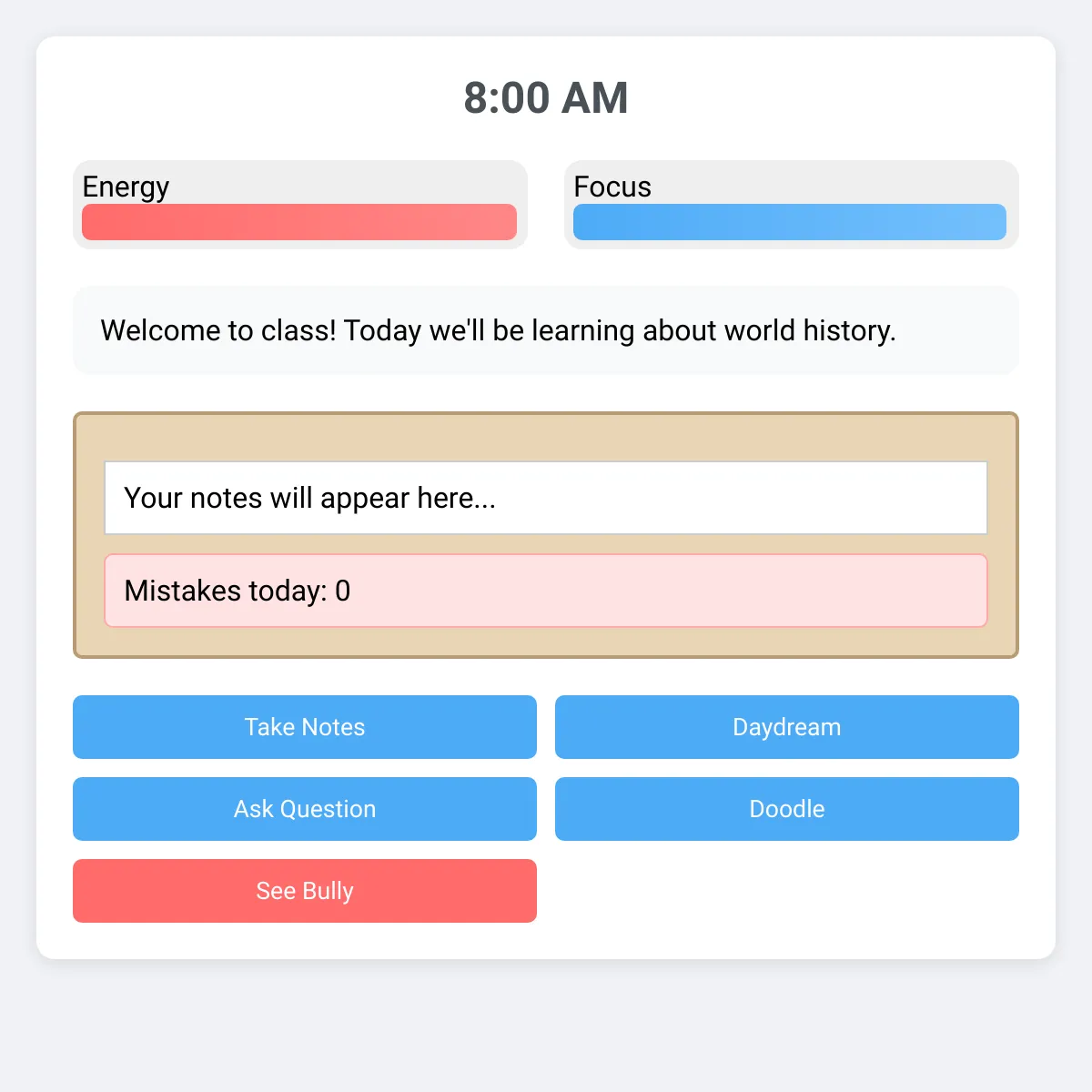 A Day at School - Student Simulator