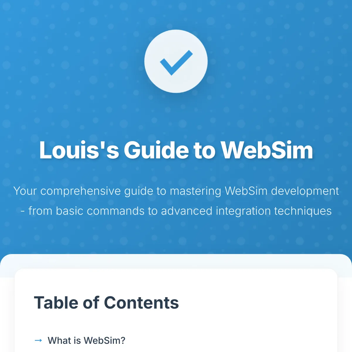 Louis's Guide to WebSim