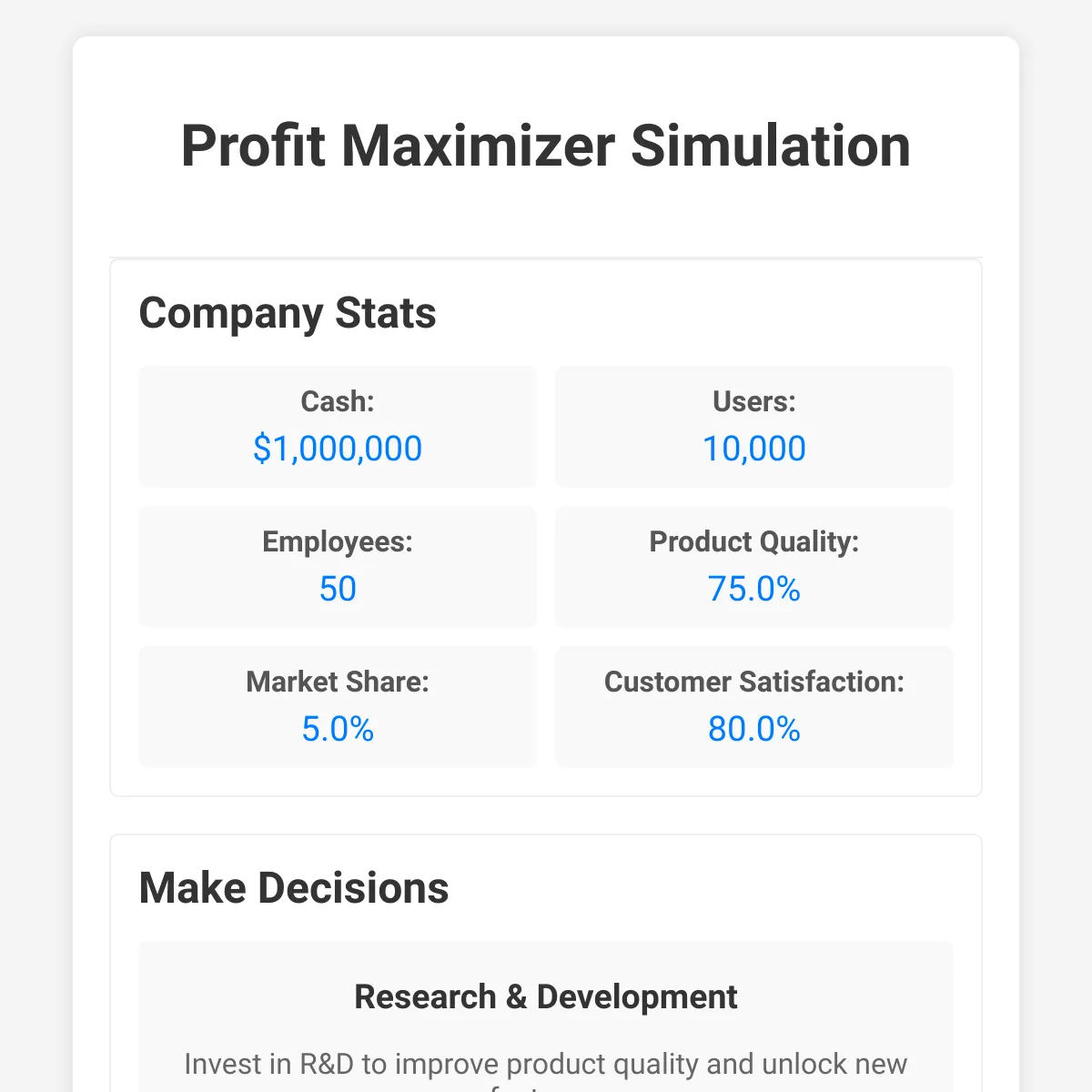 Profit Maximizer Simulation
