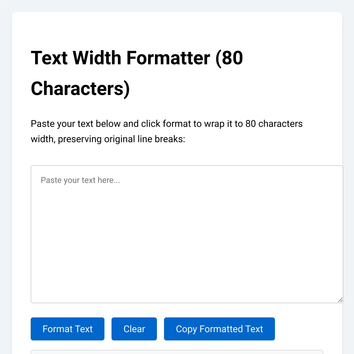 Text Width Formatter - 80 Characters
