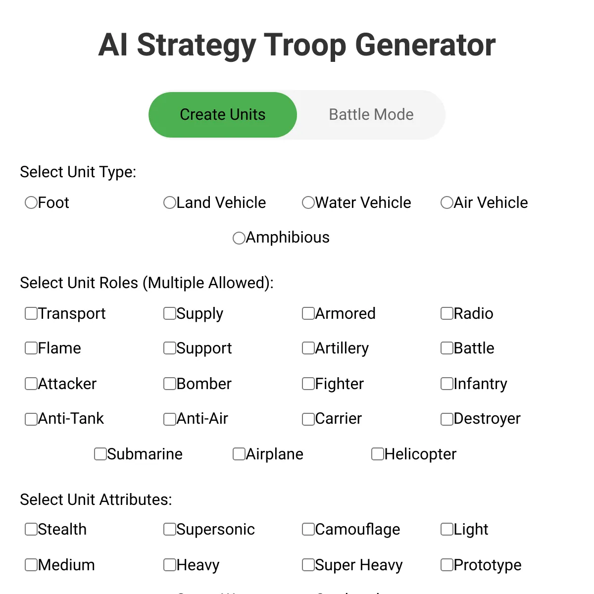 AI Strategy Troop Generator