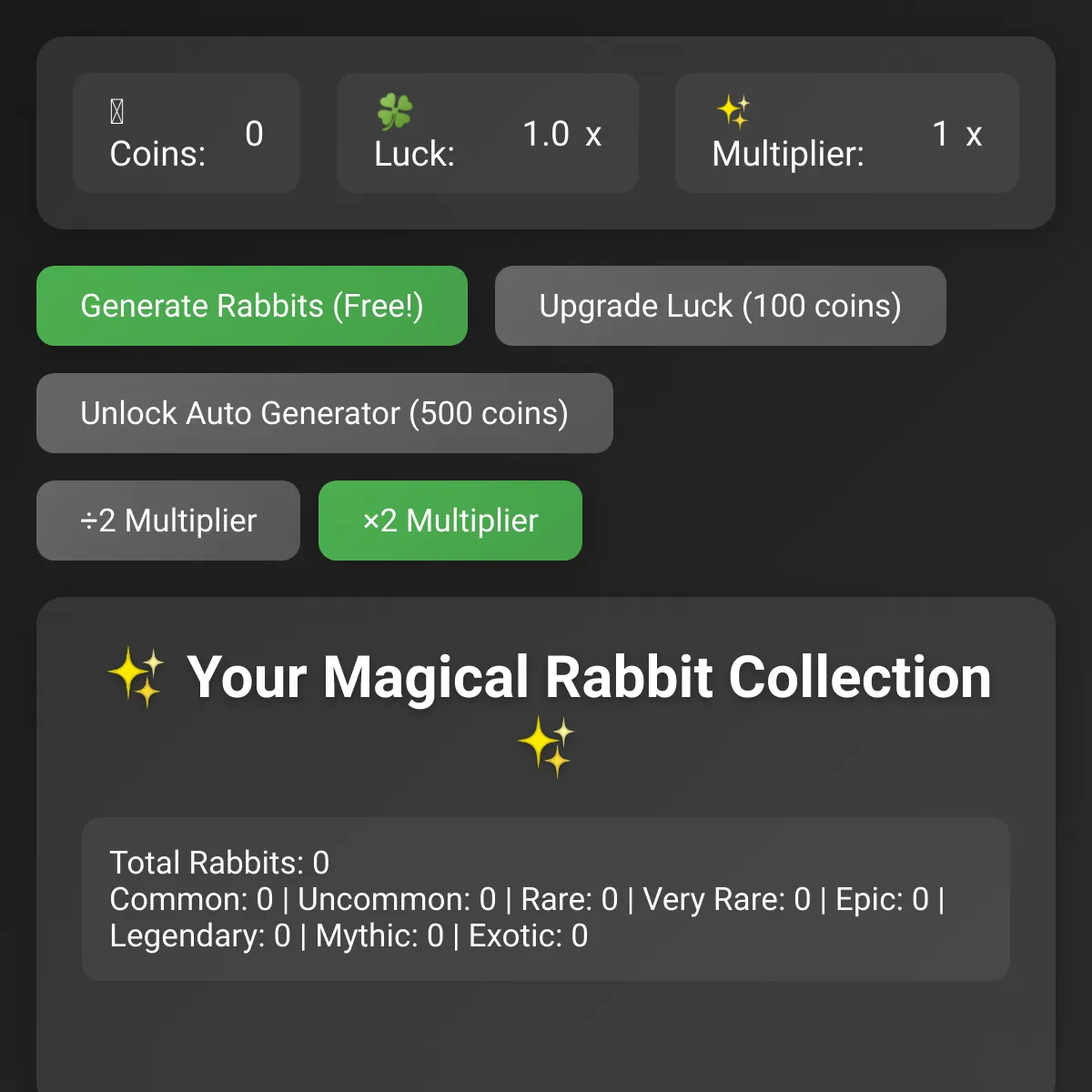 Rabbit Generator (A RNG Game)