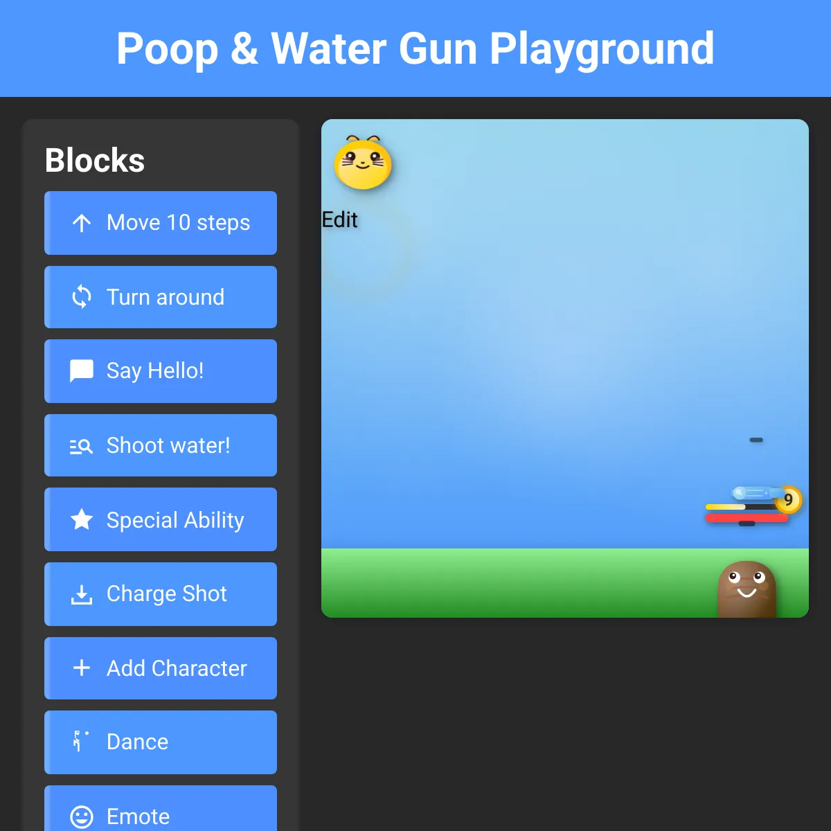 poop & water gun playground