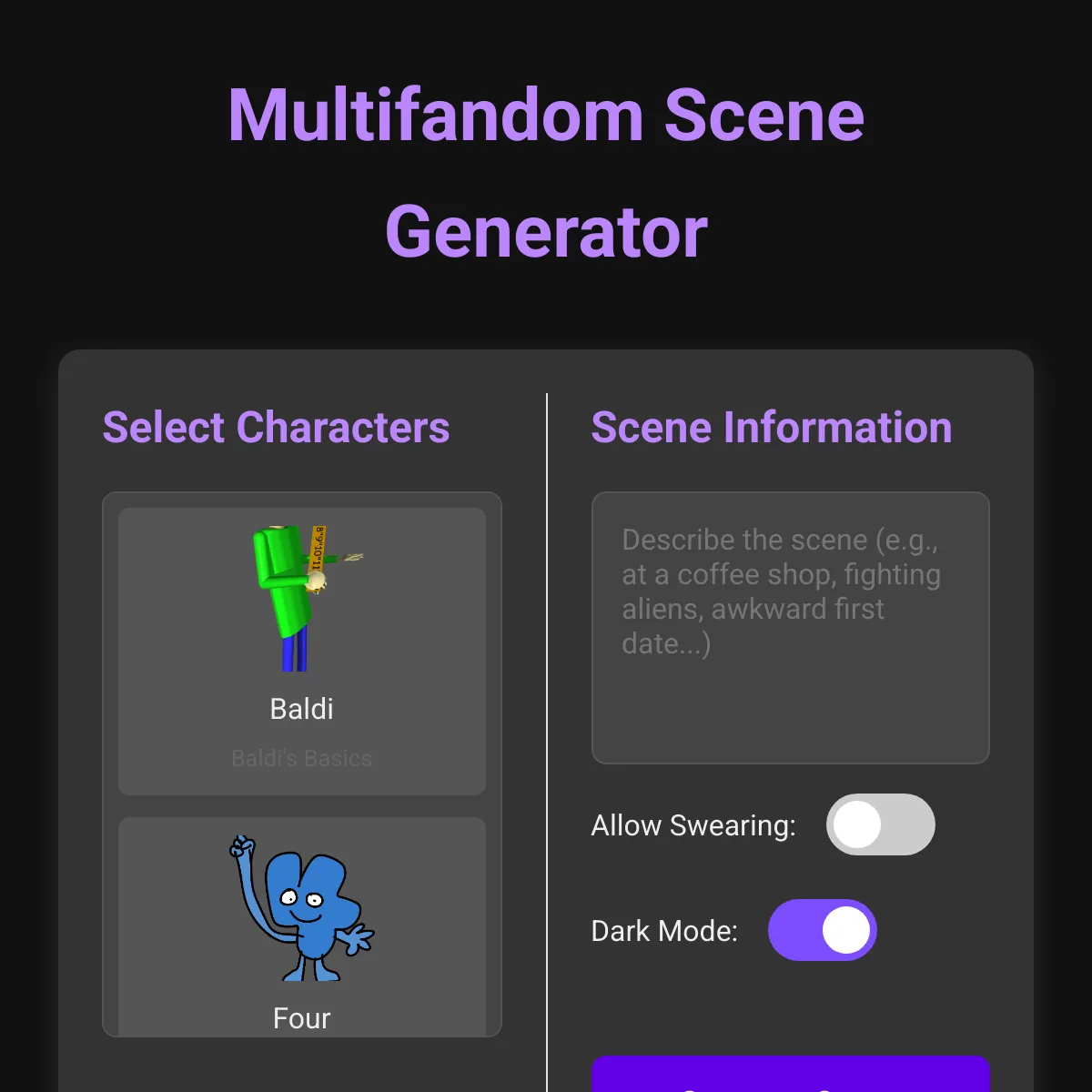 Multifandom Scene Generator But Better