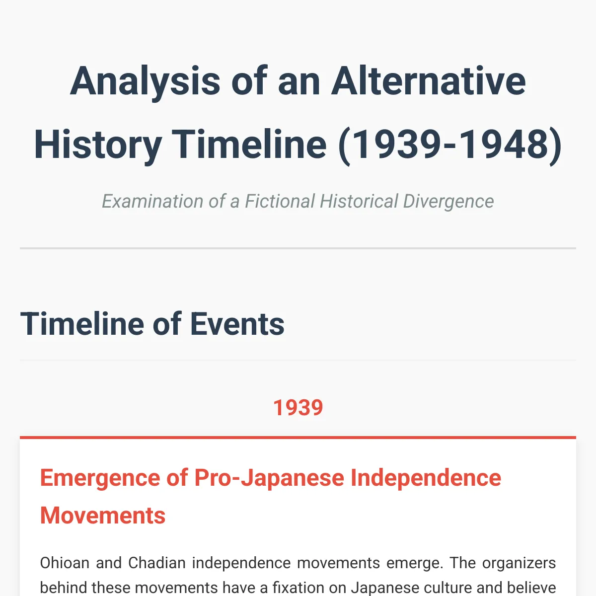 Analysis of an Alternative History Timeline (1939-1941)
