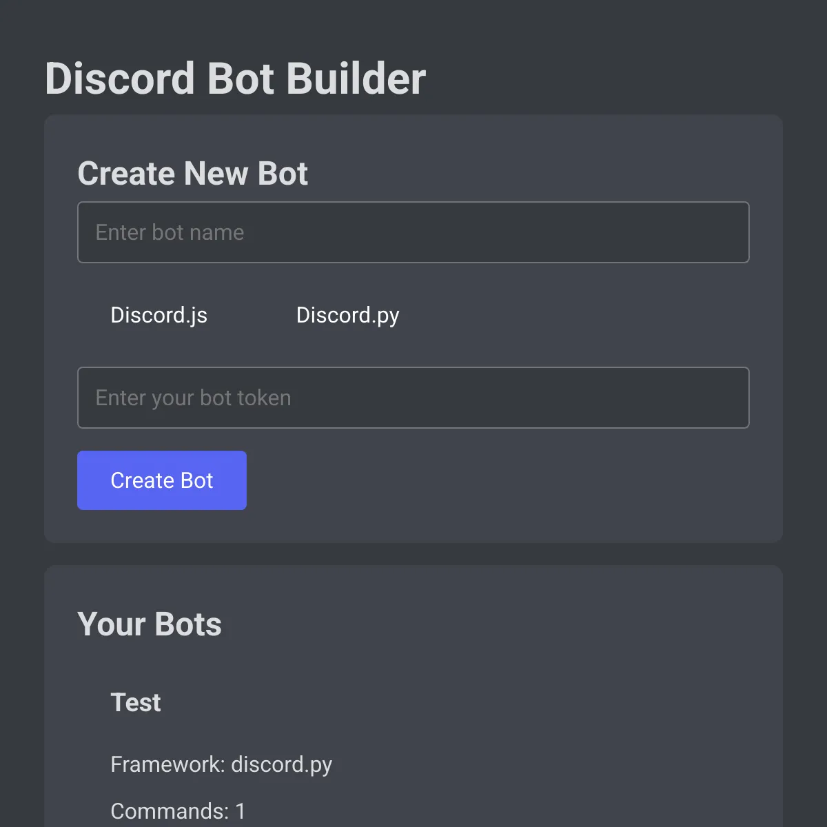 Discord Bot Builder