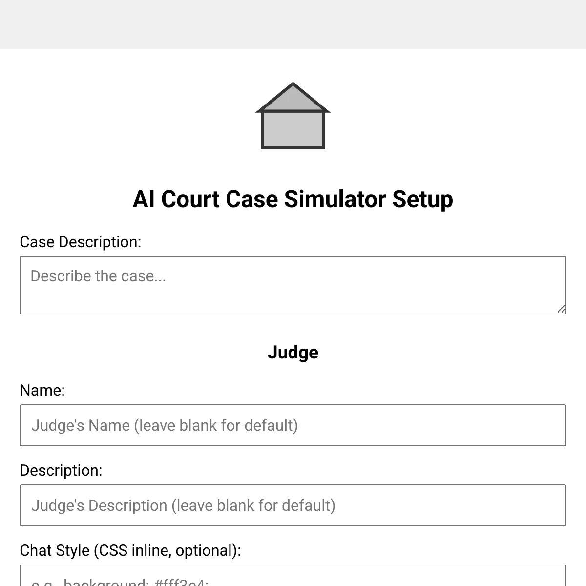 AI Court Case Simulator - Websim Play