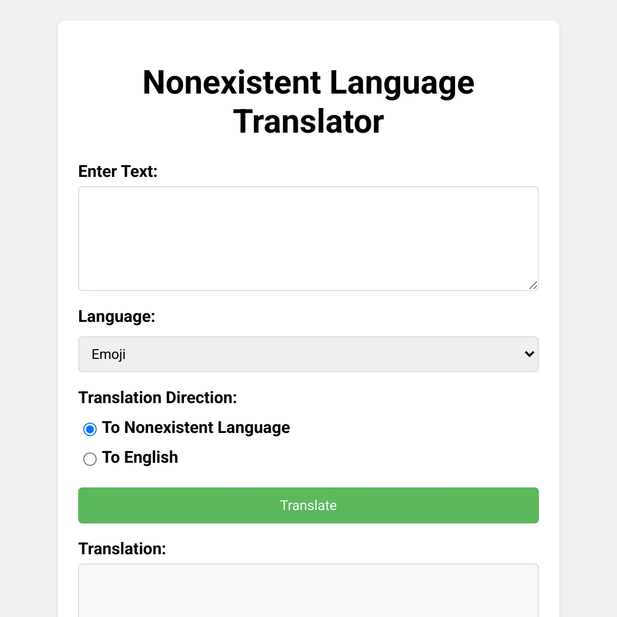 Nonexistent Language Translator