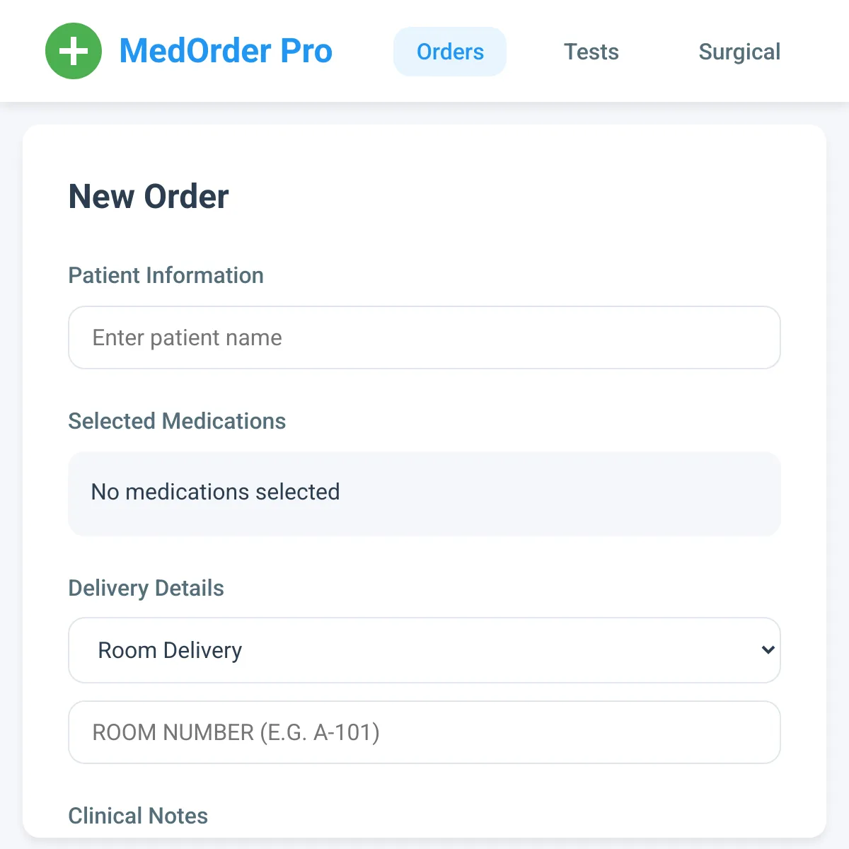 Hospital Medicine Ordering System