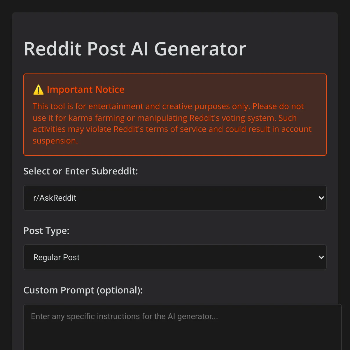 Reddit Post Generator [ FIXED ]