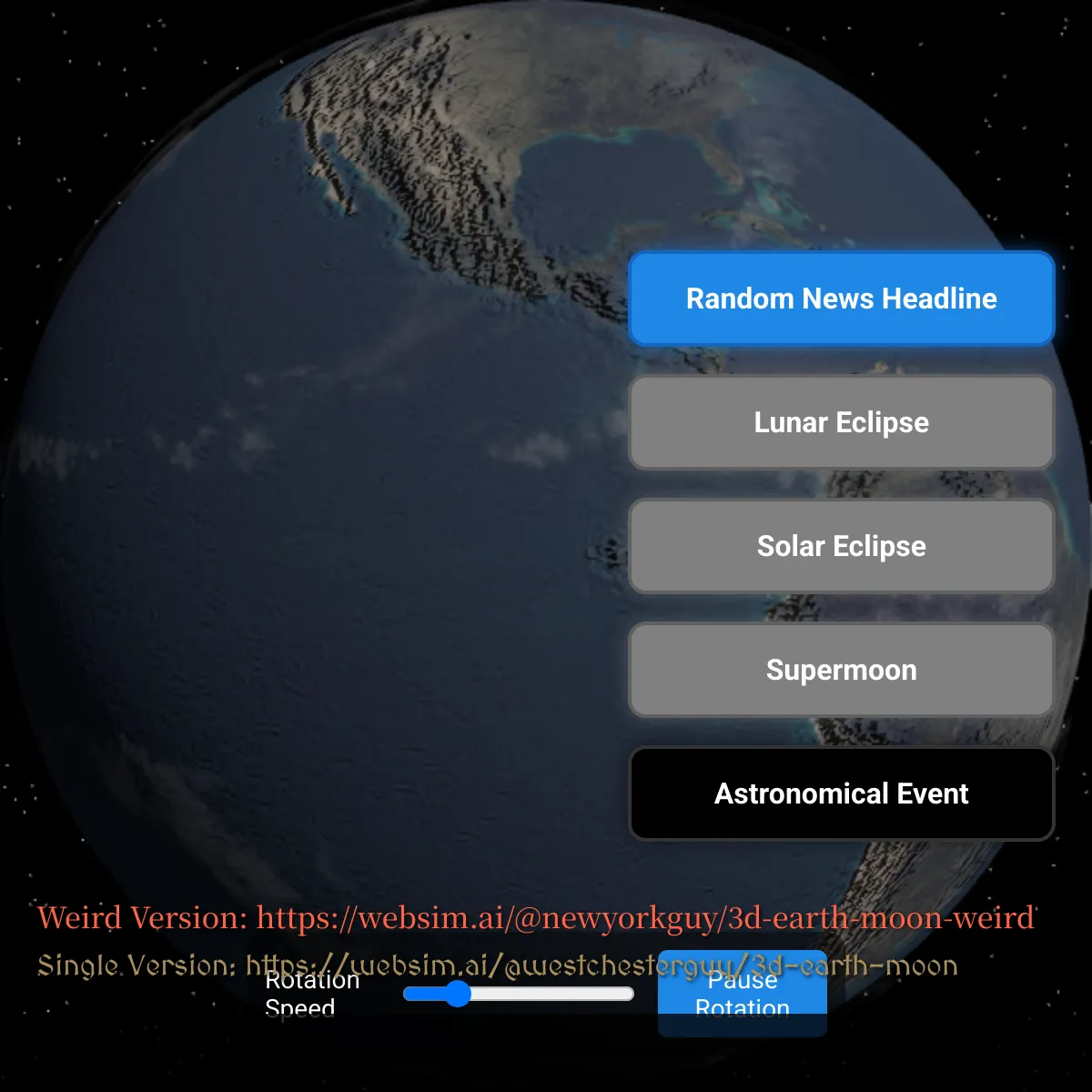 3D Earth & Moon (multiplayer version)