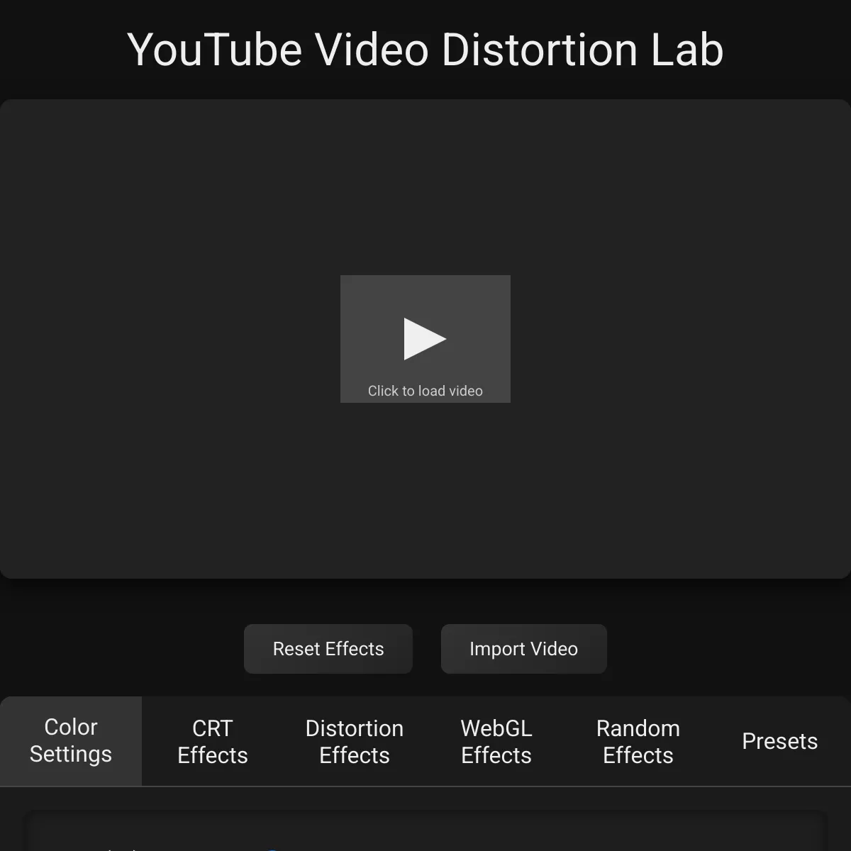 Video Distortion Lab