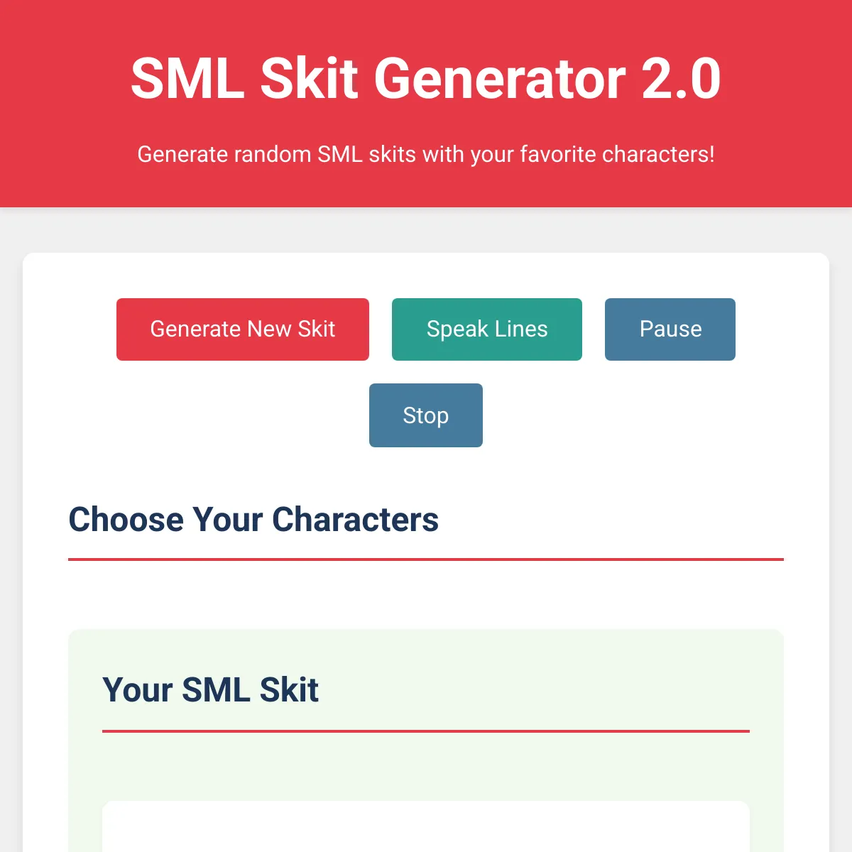 sml skit generator 2.0