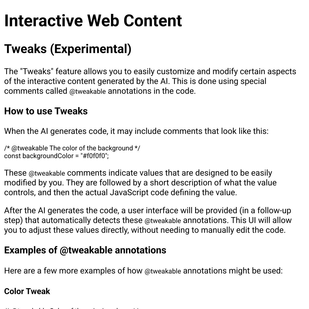websim tweaks documentation