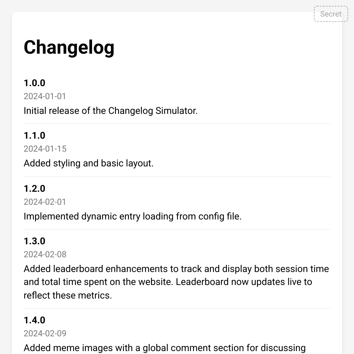 Changelog Simulator