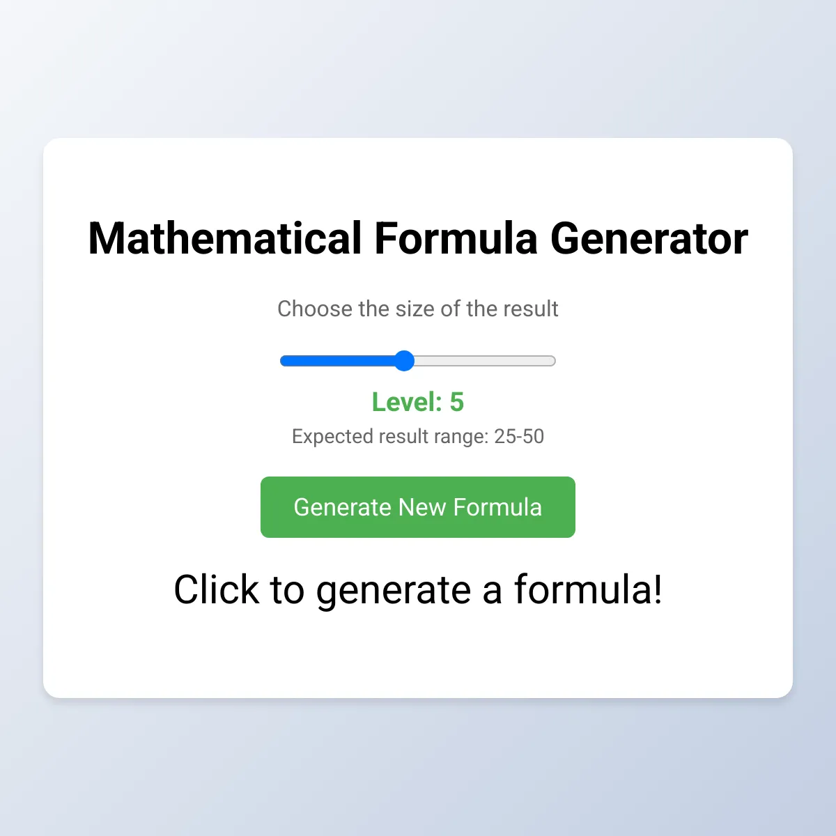 Mathematical formula generator