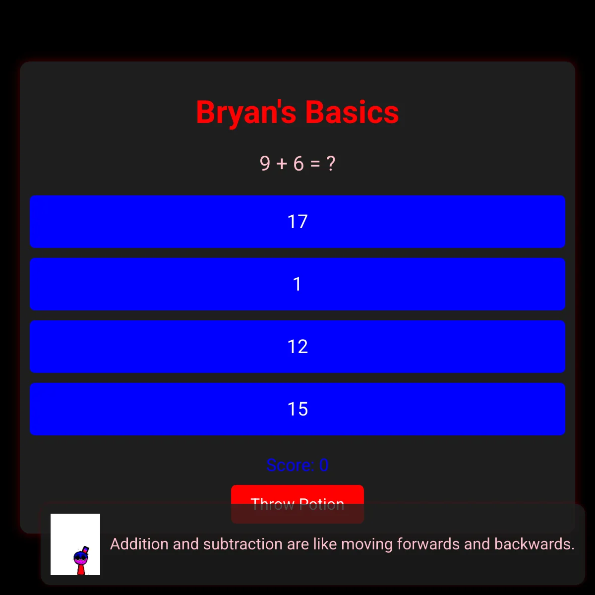 Bryan's Basics Math Game