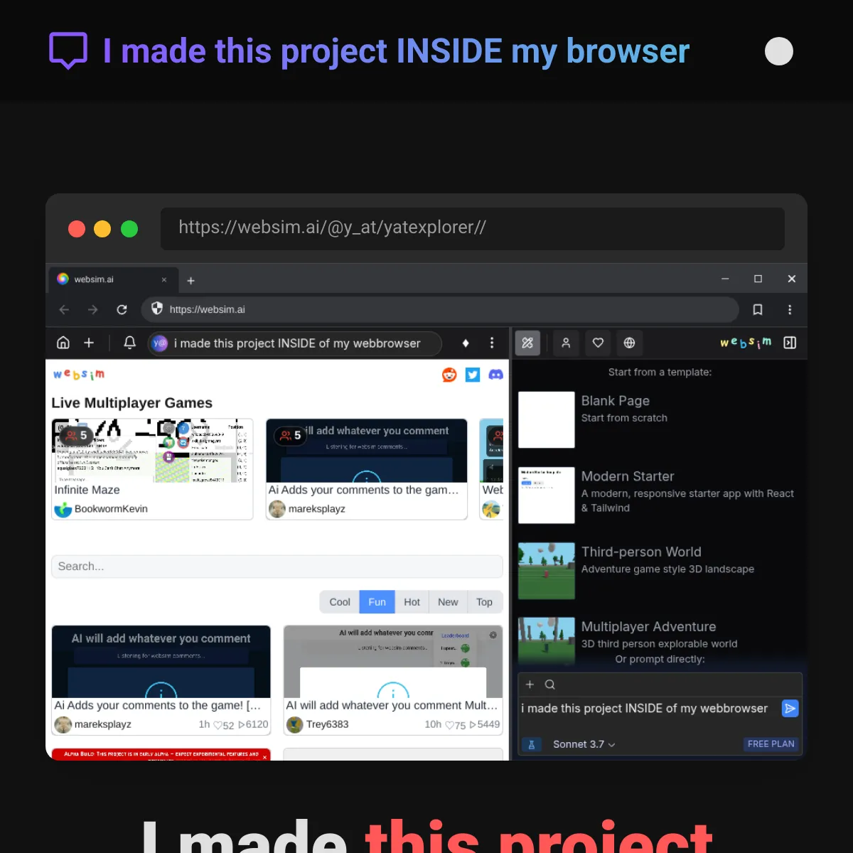 This project was made inside my custom web browser