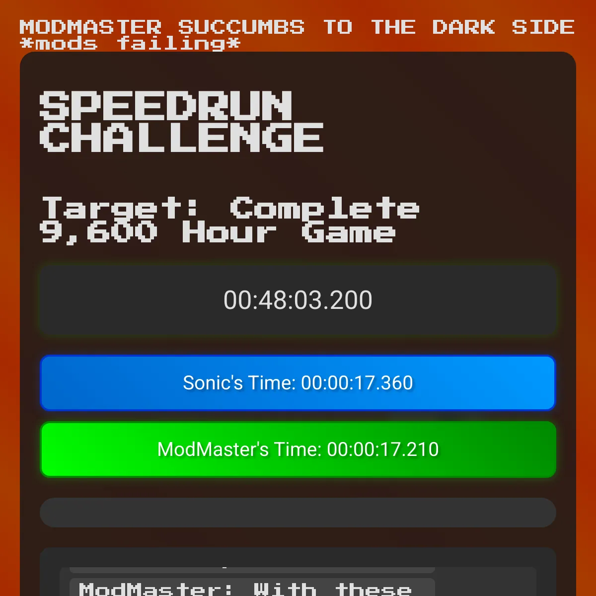 SPEEDRUN CHALLENGE