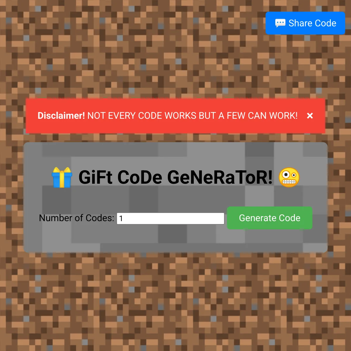 Minecraft Gift Code Generator