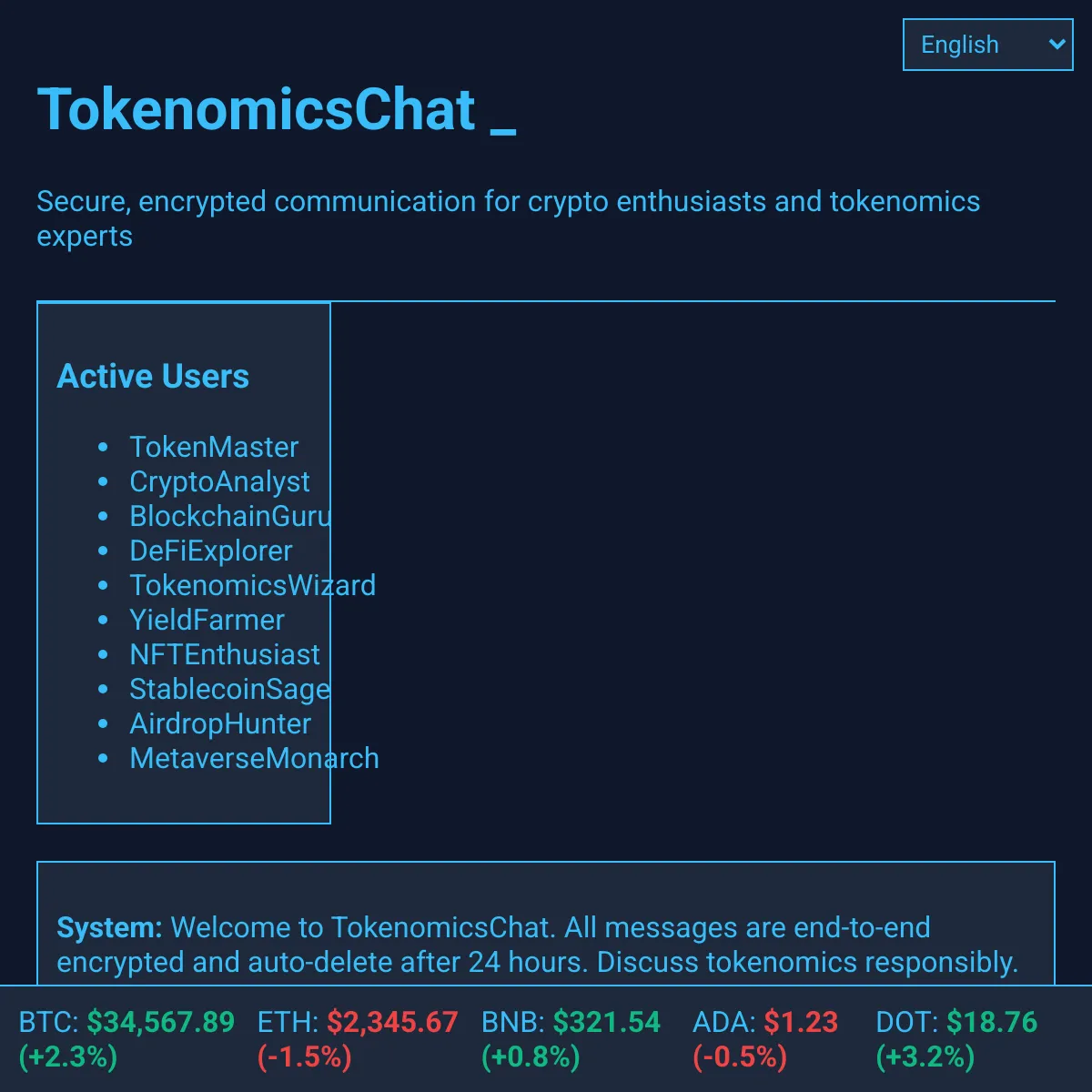 TokenomicsChat 2 - Secure Communication for Crypto Enthusiasts