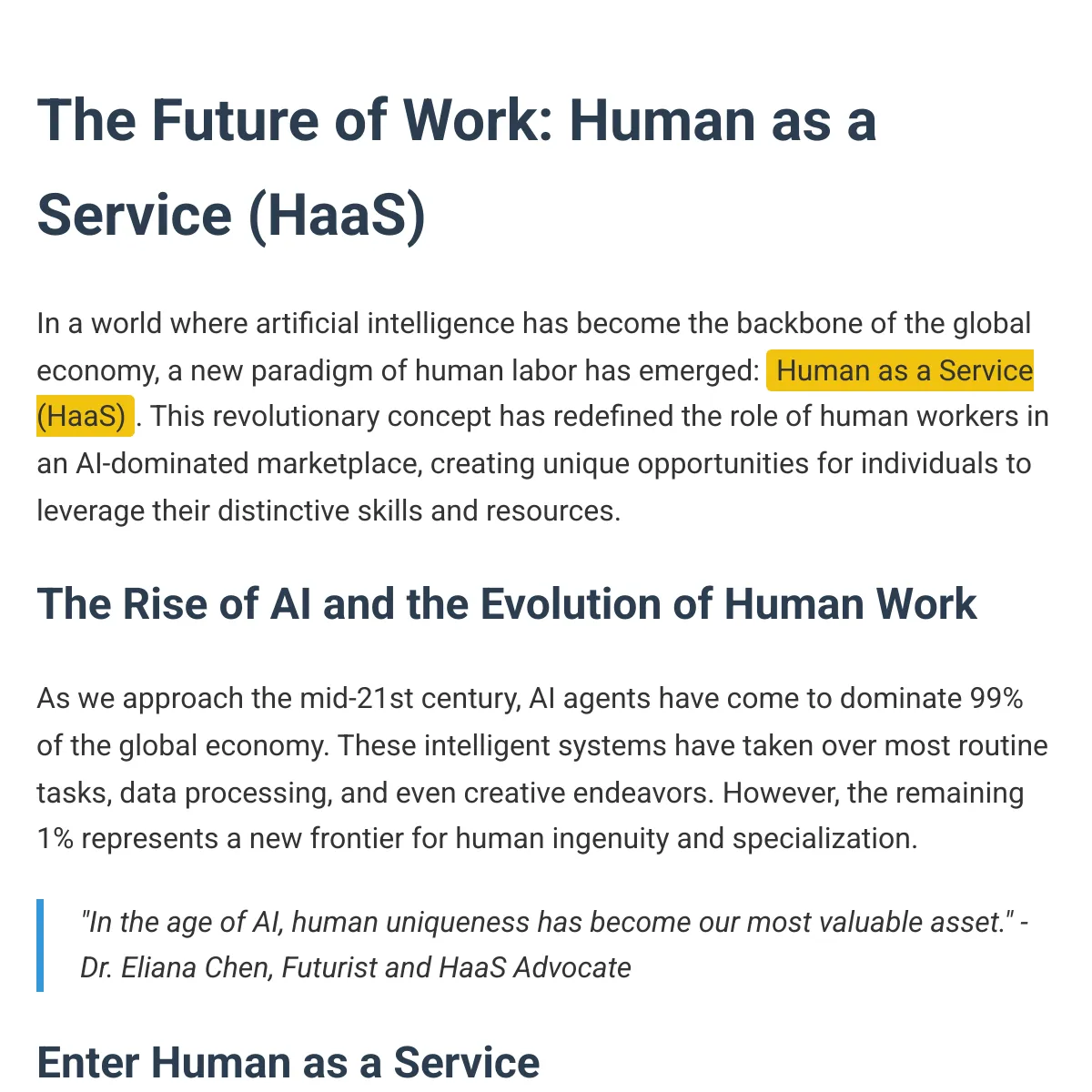 The Future of Work: Human as a Service