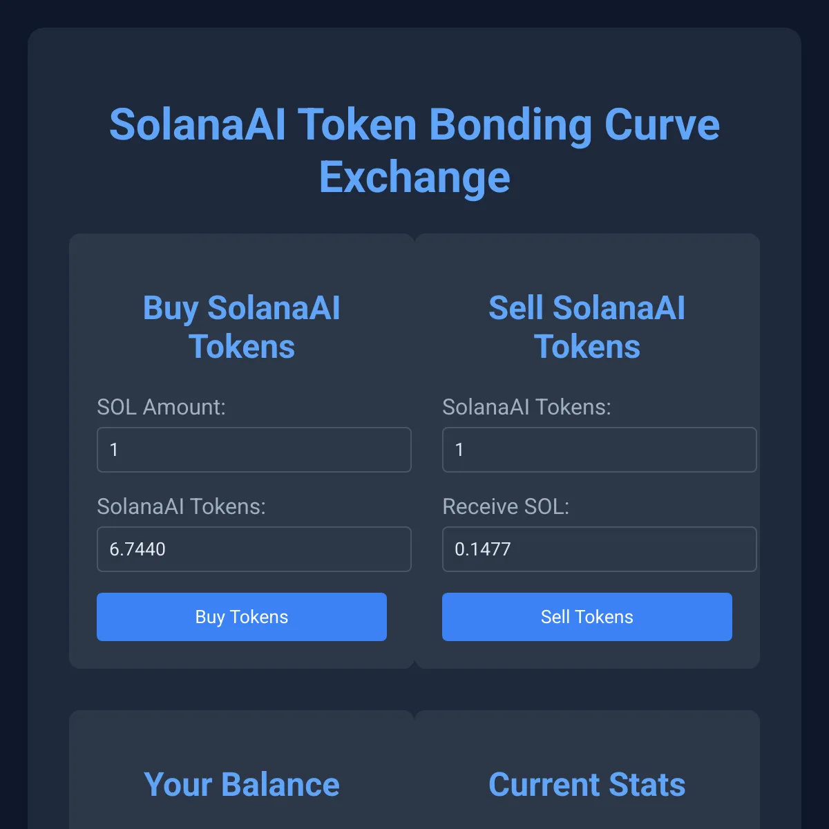 SolanaAI Token Bonding Curve Exchange