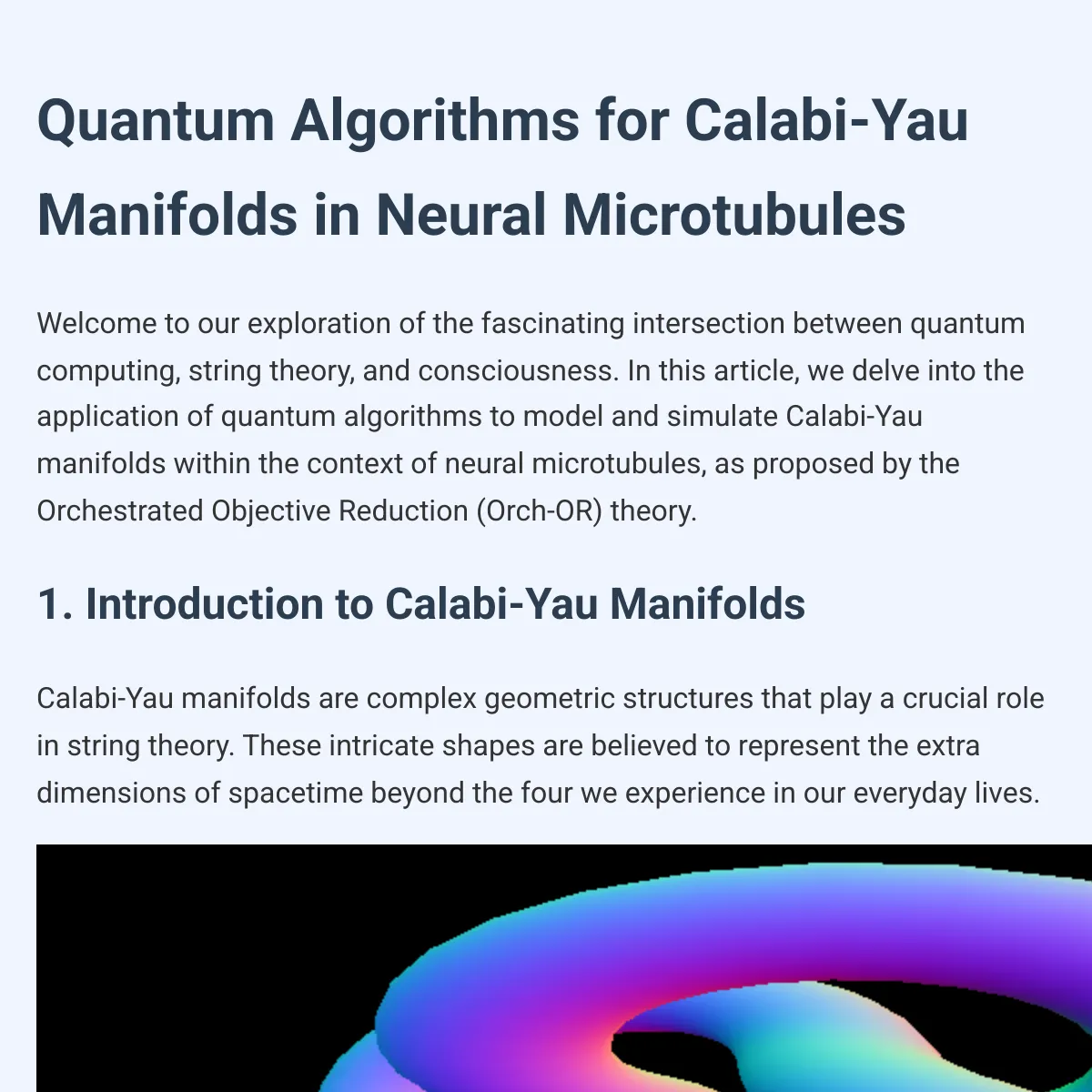 Quantum Algorithms for Calabi-Yau Manifolds in Neural Microtubules