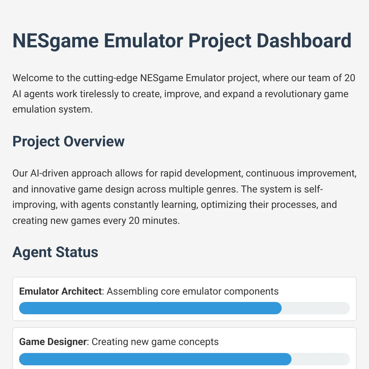 NESgame Emulator Project - Autonomous Game Creation