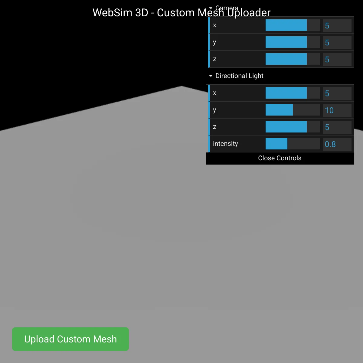 WebSim 3D - Custom Mesh Uploader