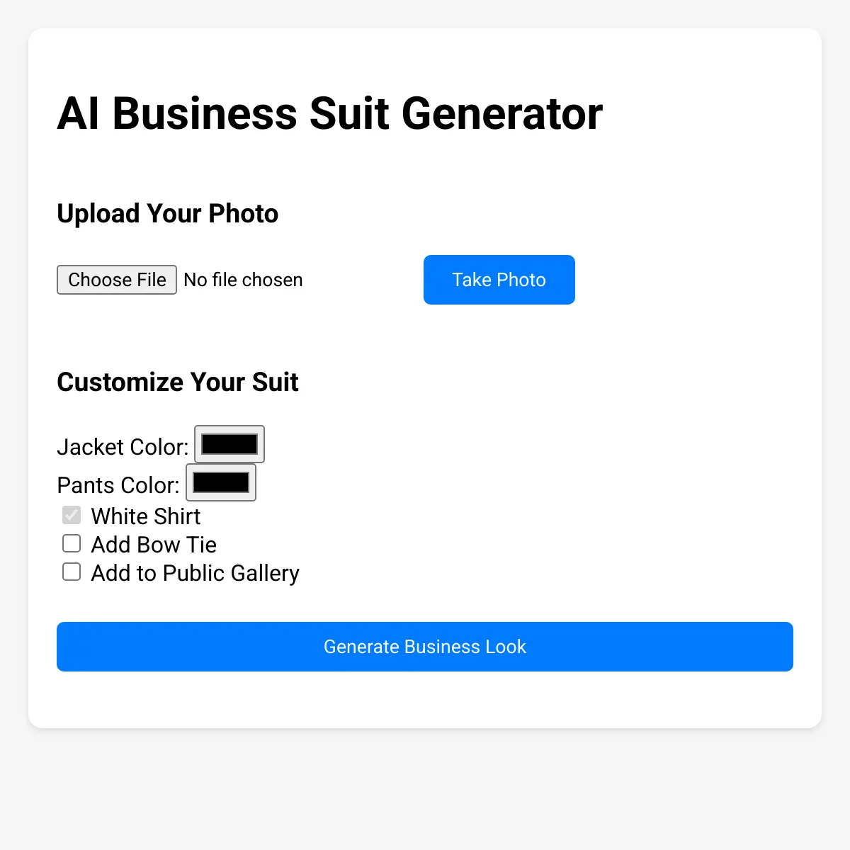 AI Business Suit Generator