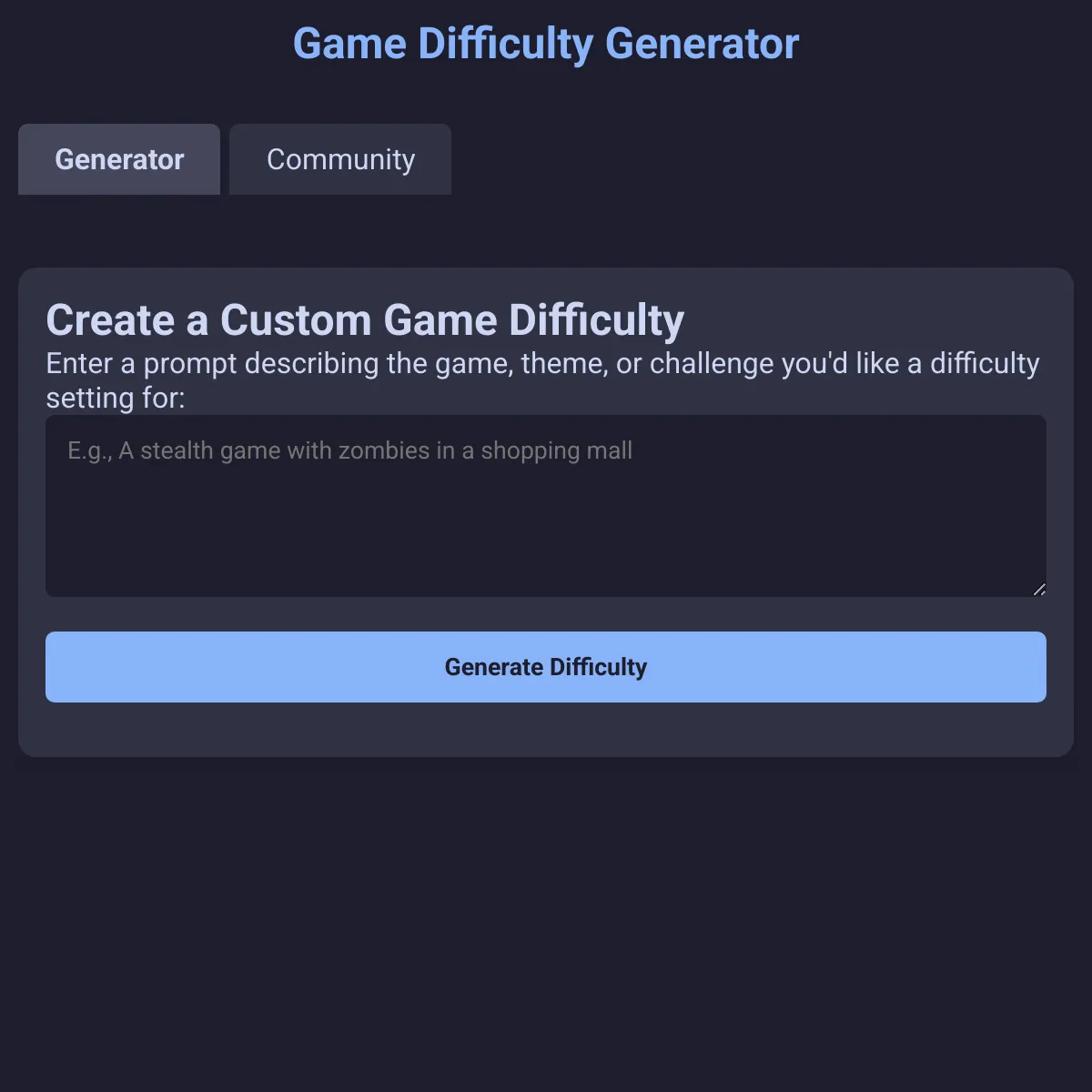 Difficulty Generator