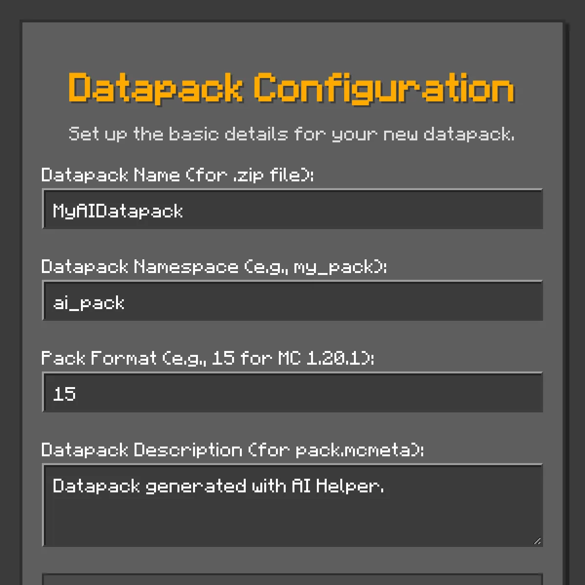 Minecraft Datapack Helper