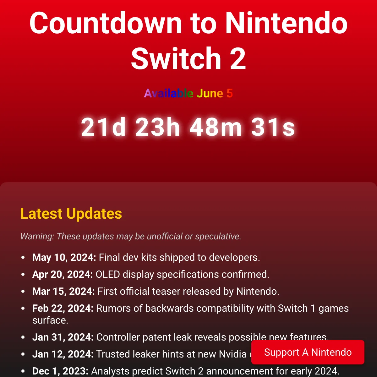 Nintendo Switch 2 Countdown