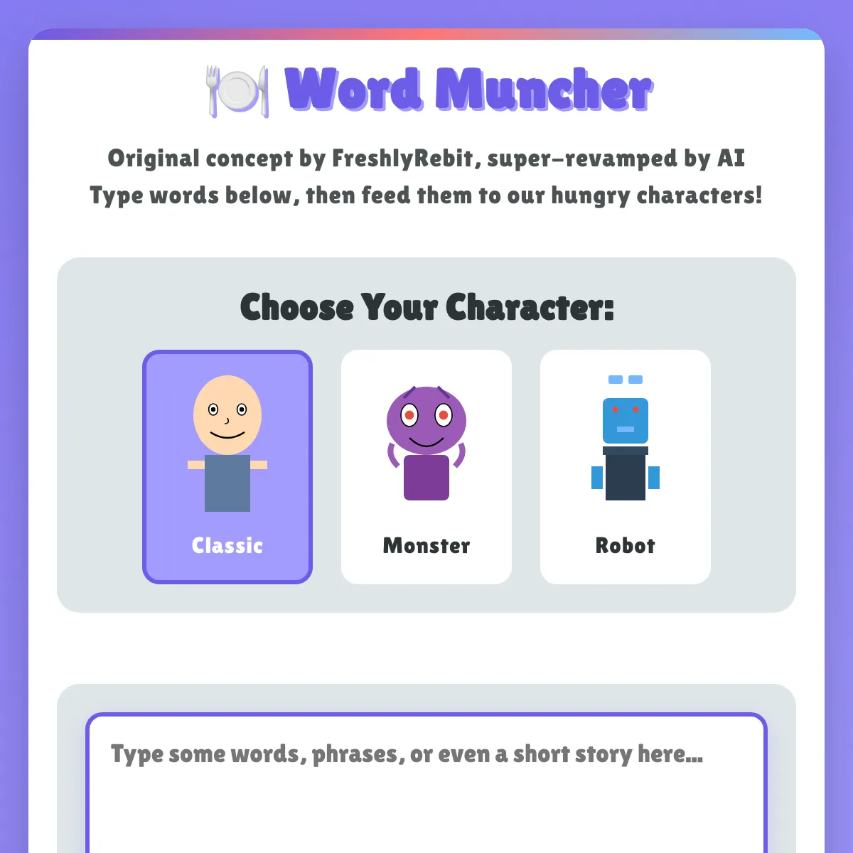 Word Feeding Game - Inspired by FreshlyRebit