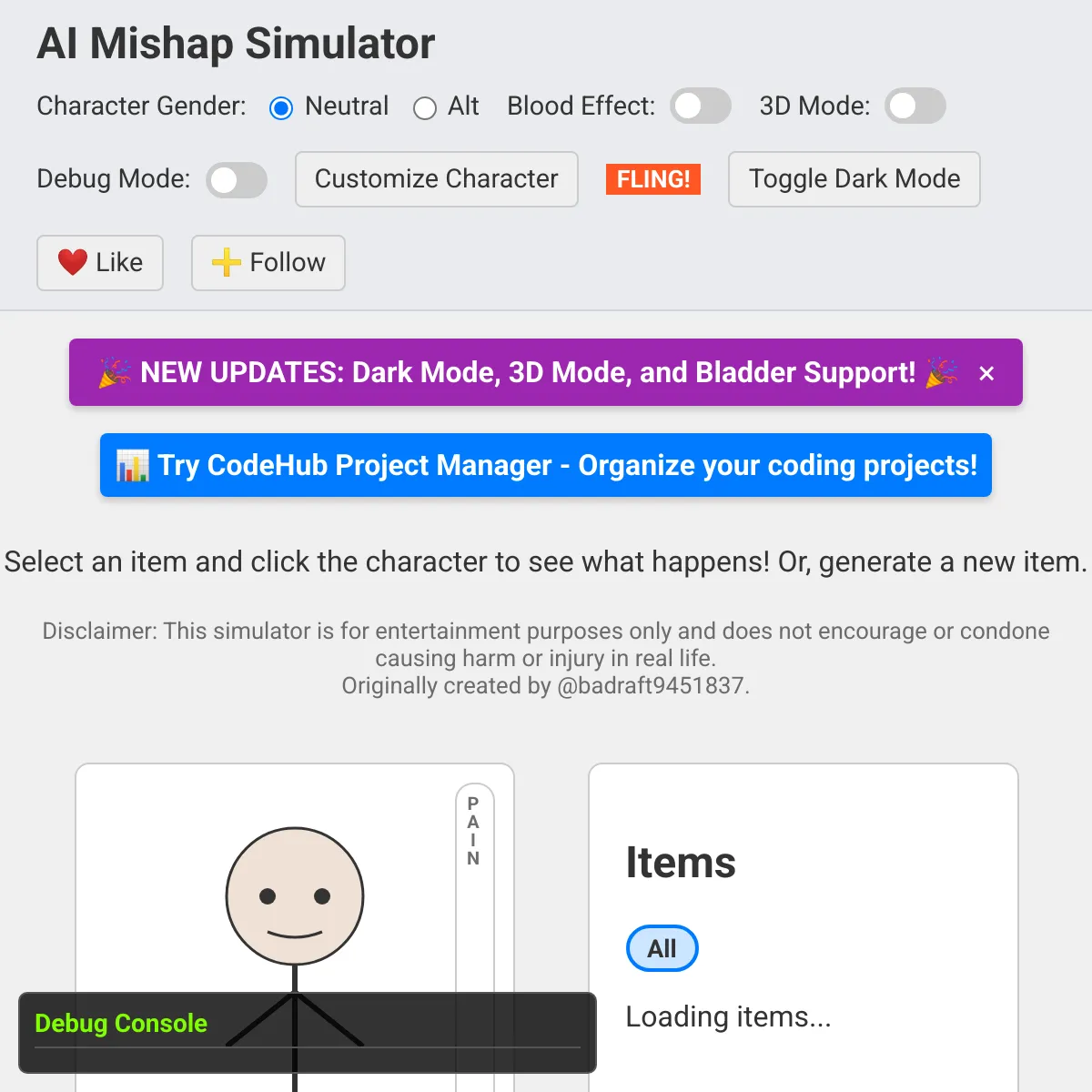 the project is loading