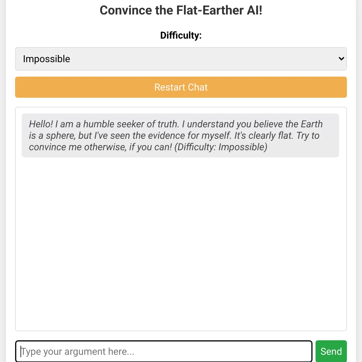 Convince the Flat-Earther AI!