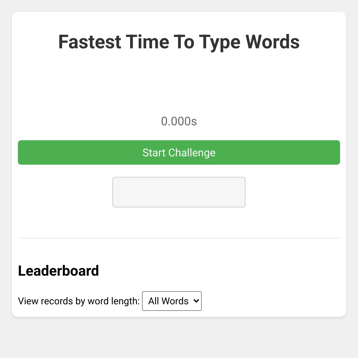Fastest Time To Type...