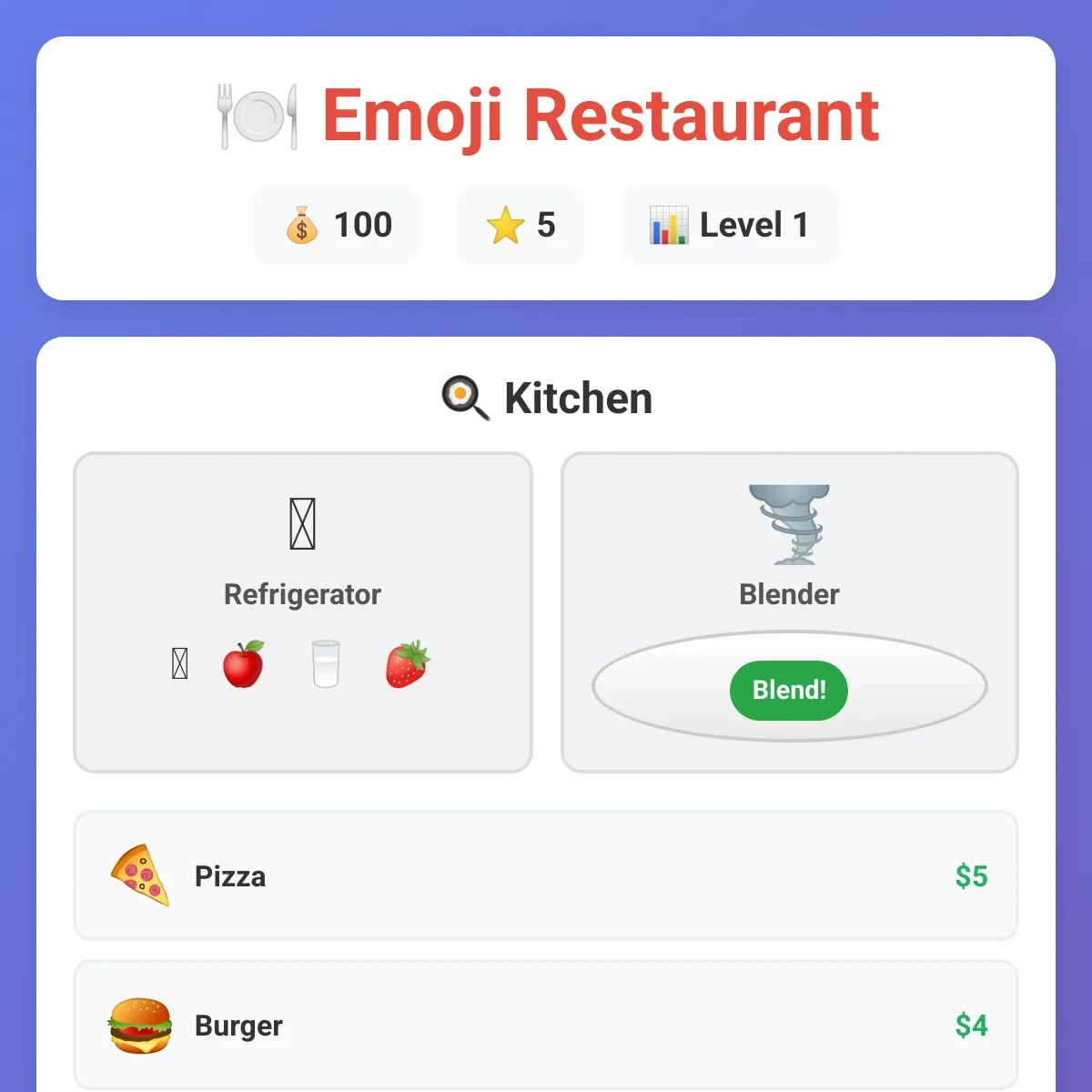 Emoji Restaurant Manager