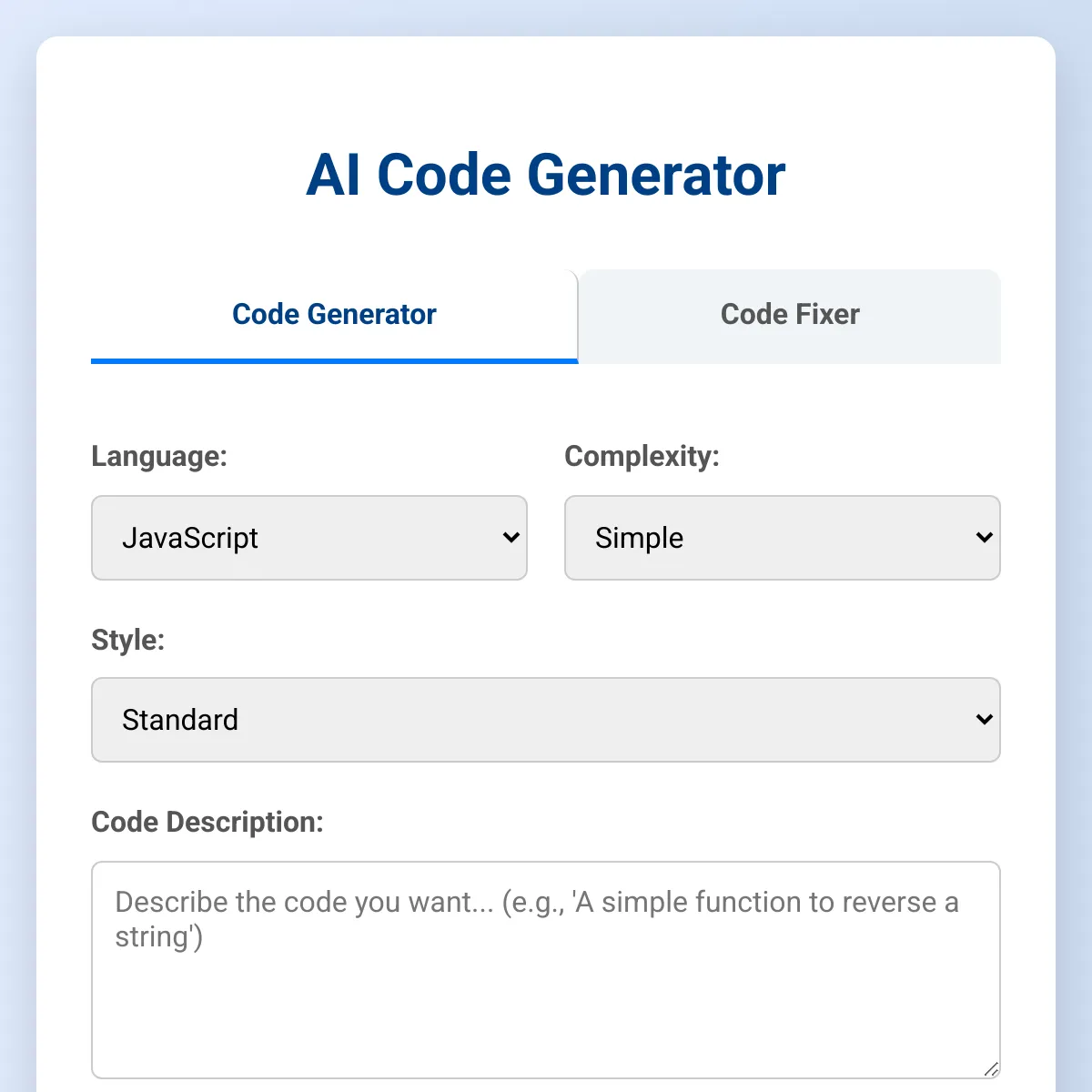 AI Code Generator 🧑🏻‍💻