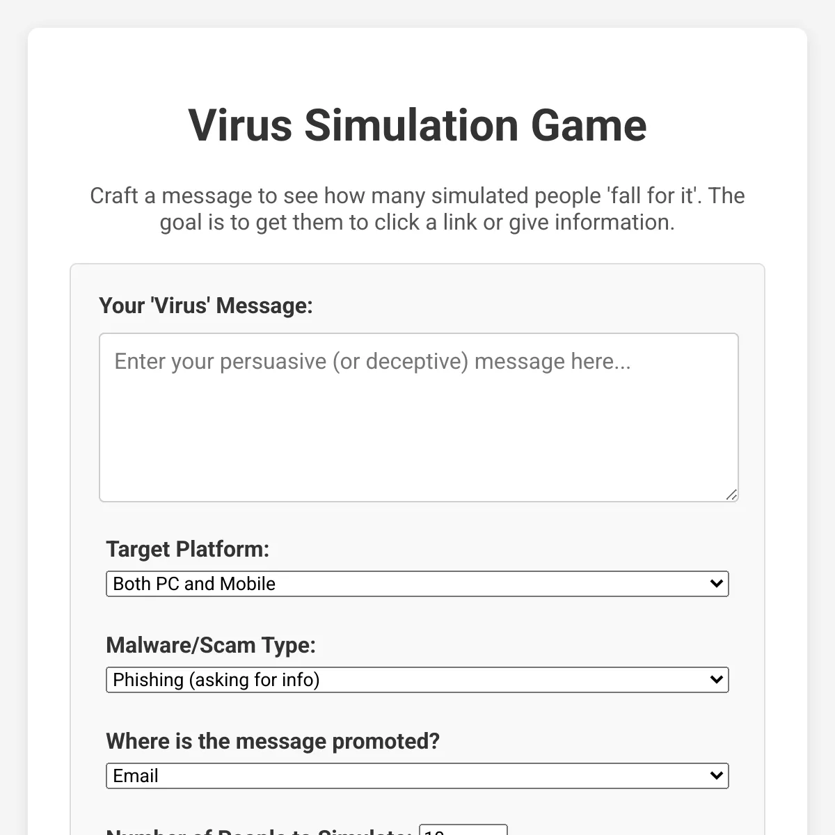 Virus Simulation Game