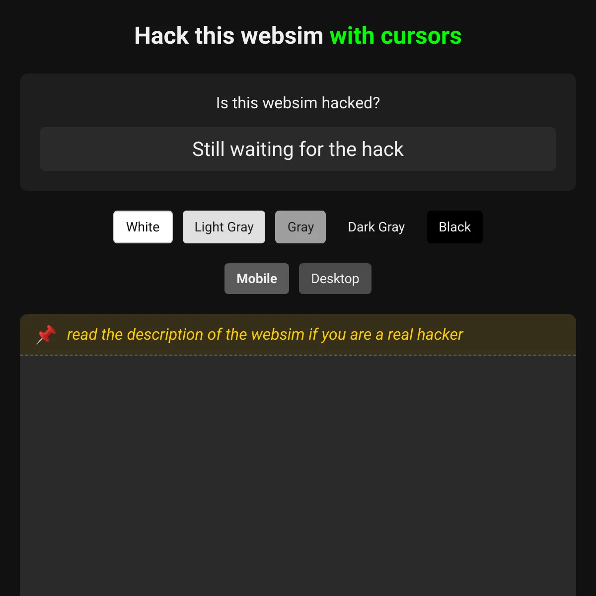 Hack this websim with cursors UPGRADED HARDER VERSION
