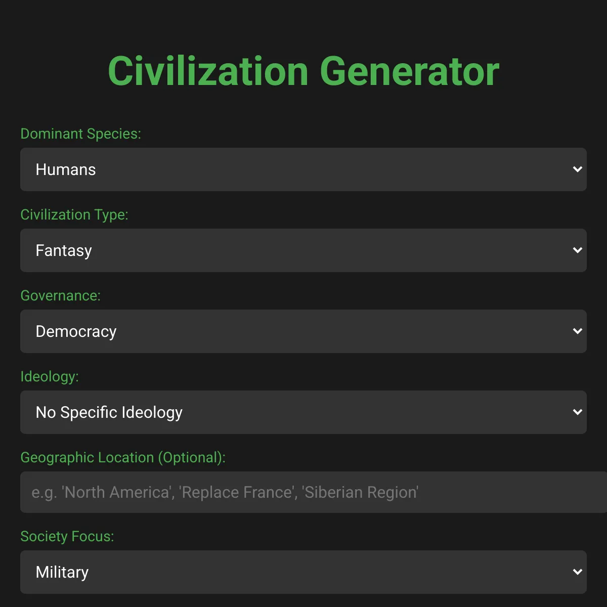 Civilization Generator