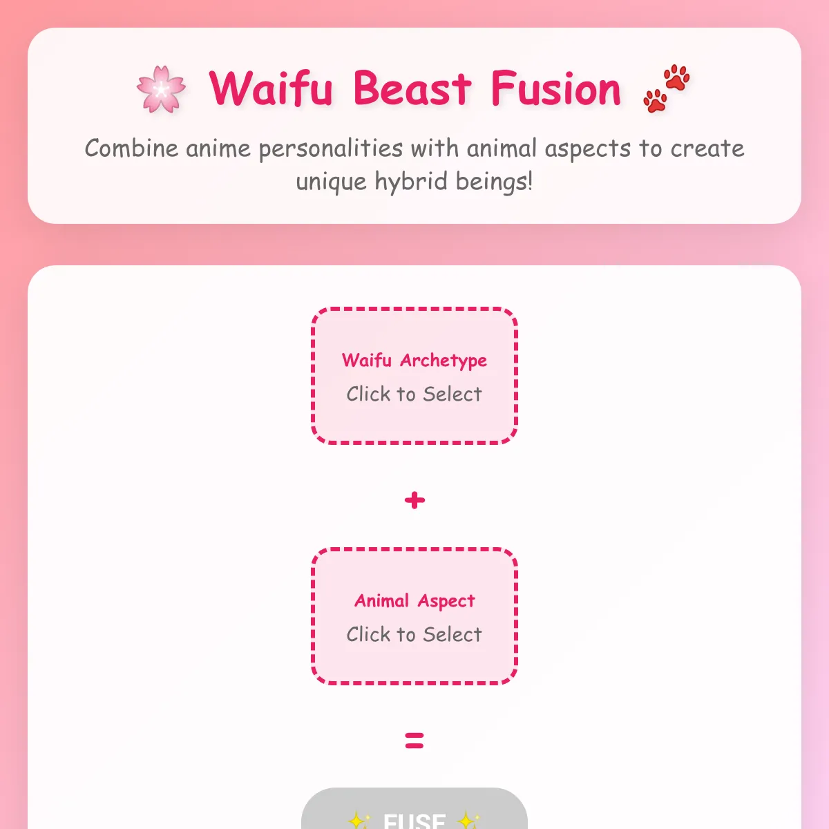Waifu Beast Fusion - Infinite Crafting